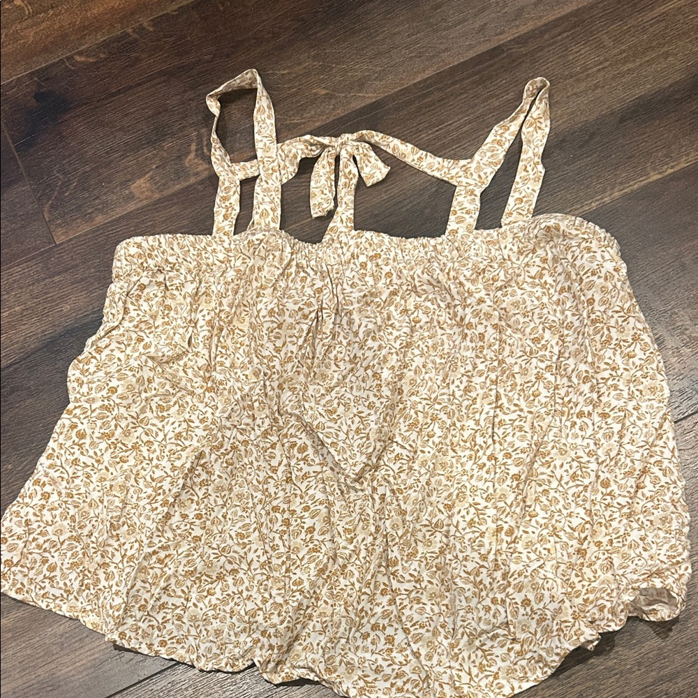Old Navy L White & Yellow Strapless Floral Blouse
